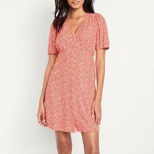 Red Ditsy - Button-Down Crepe Mini Dress (Size M & L)